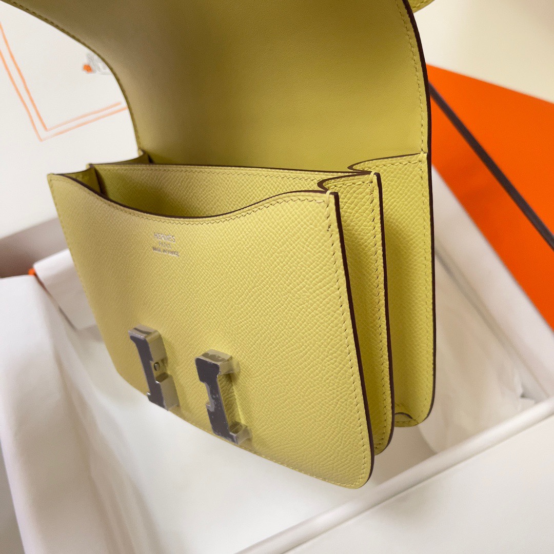 Hermes Constance 18 Mini Shoulder Bag In Lemon Yellow Epsom Leather